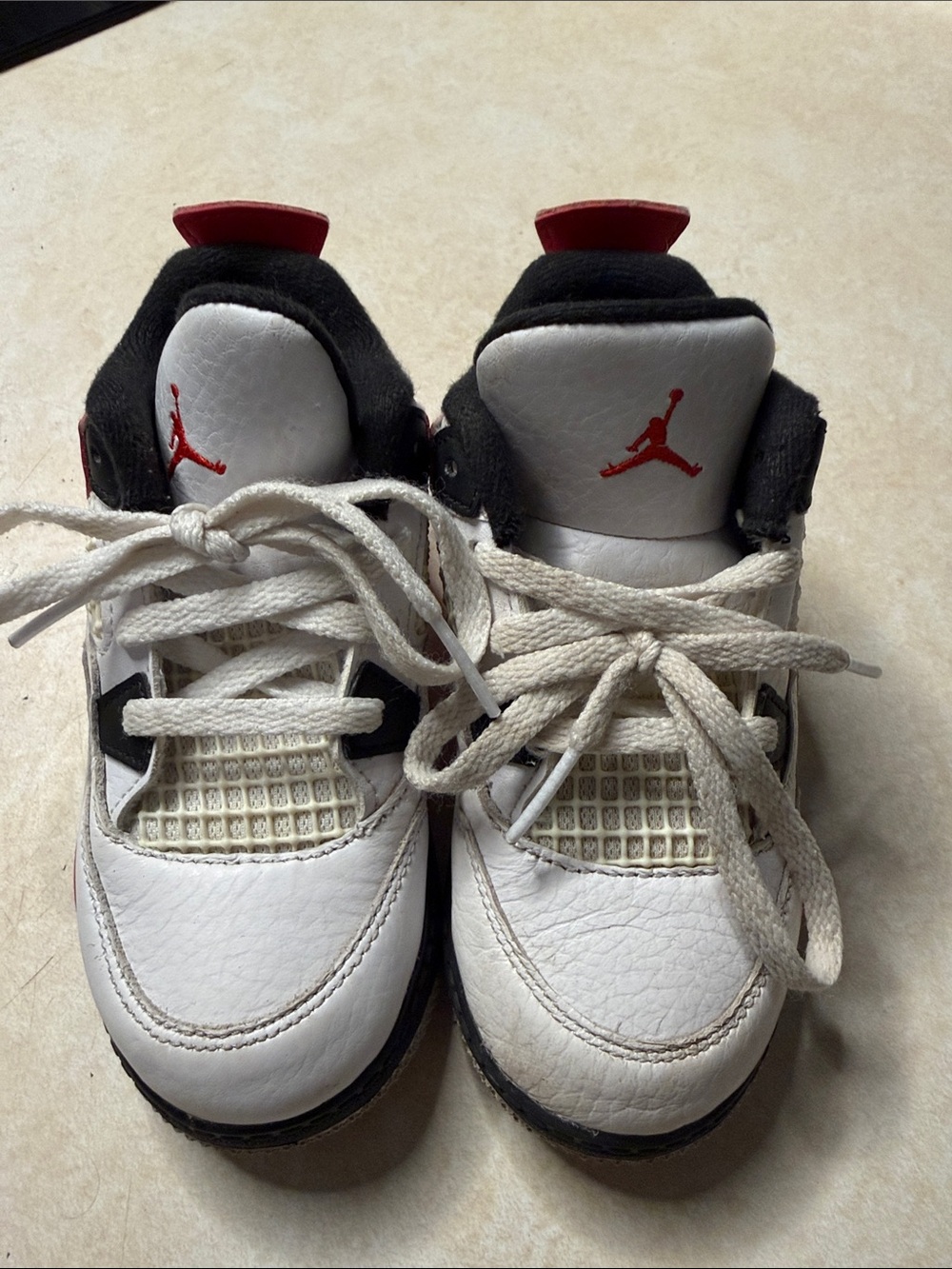 Jordan Kids White and Black Sneakers with Red Jumpman